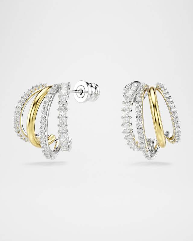 Hyperbola Two-Tone Mix-Cut Crystal Hoop Earrings